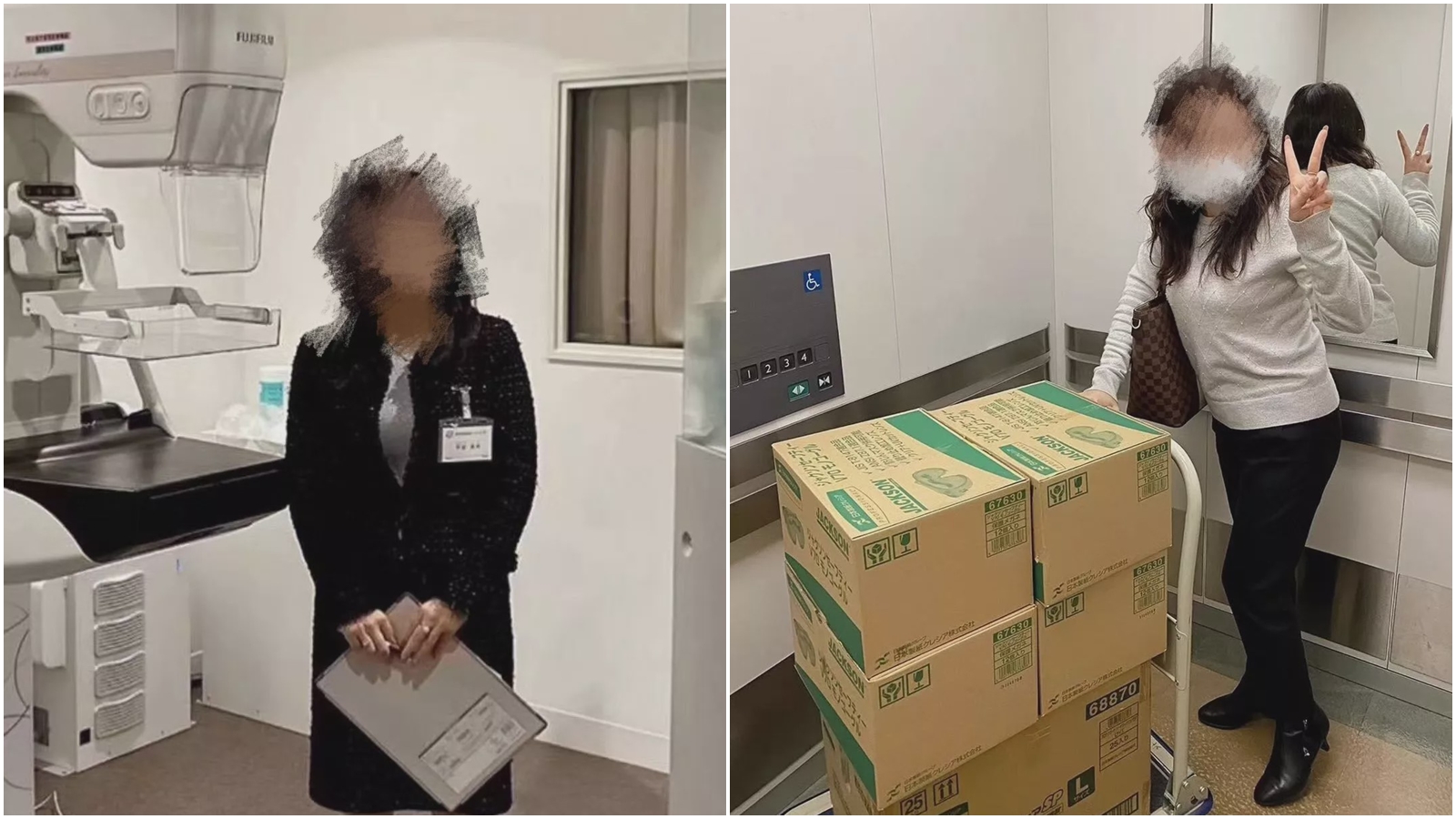 女業務利用人脈向診所和醫院索取口罩，再轉賣給其他人。（合成圖，翻攝自「東京新青年」微信公眾號）