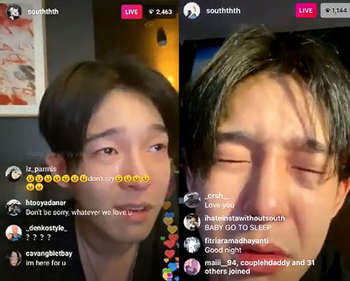 韓星南太鉉在直播中痛哭，失控舉動讓粉絲擔心他的精神狀態。（網路圖片）