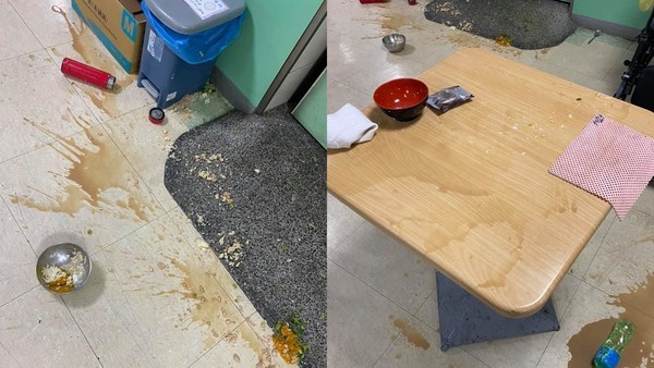 護理師抱怨病人想吃泡麵,生氣摔飯菜。(圖翻攝自爆怨公社)