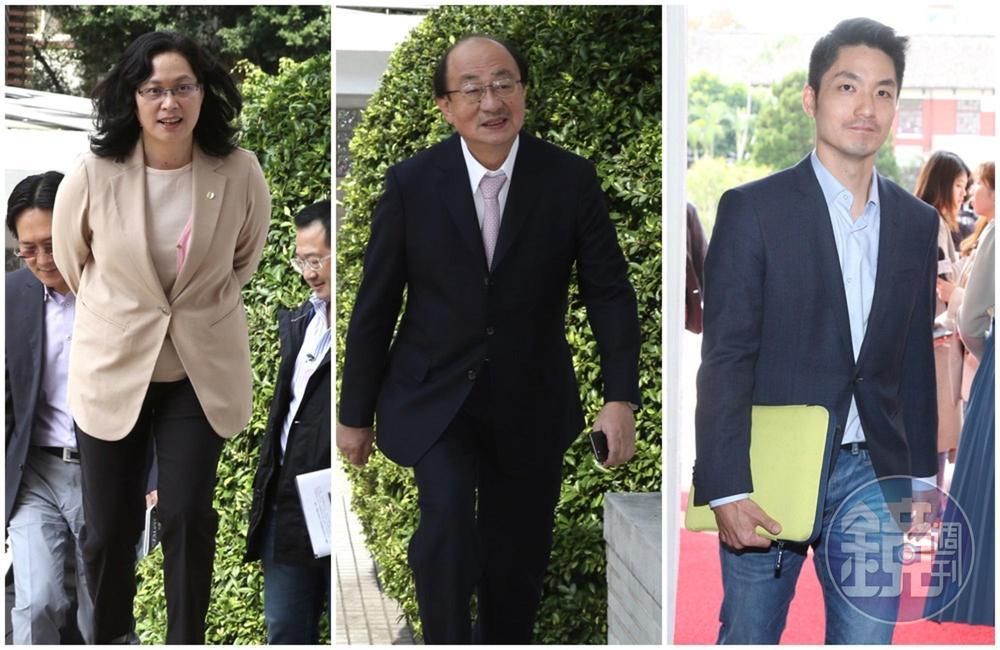 立法院長游錫堃任內首次朝野協商，台灣民眾黨團總召賴香伶（左起）、民進黨團總召柯建銘和國民黨團書記長蔣萬安等人出席朝野協商。