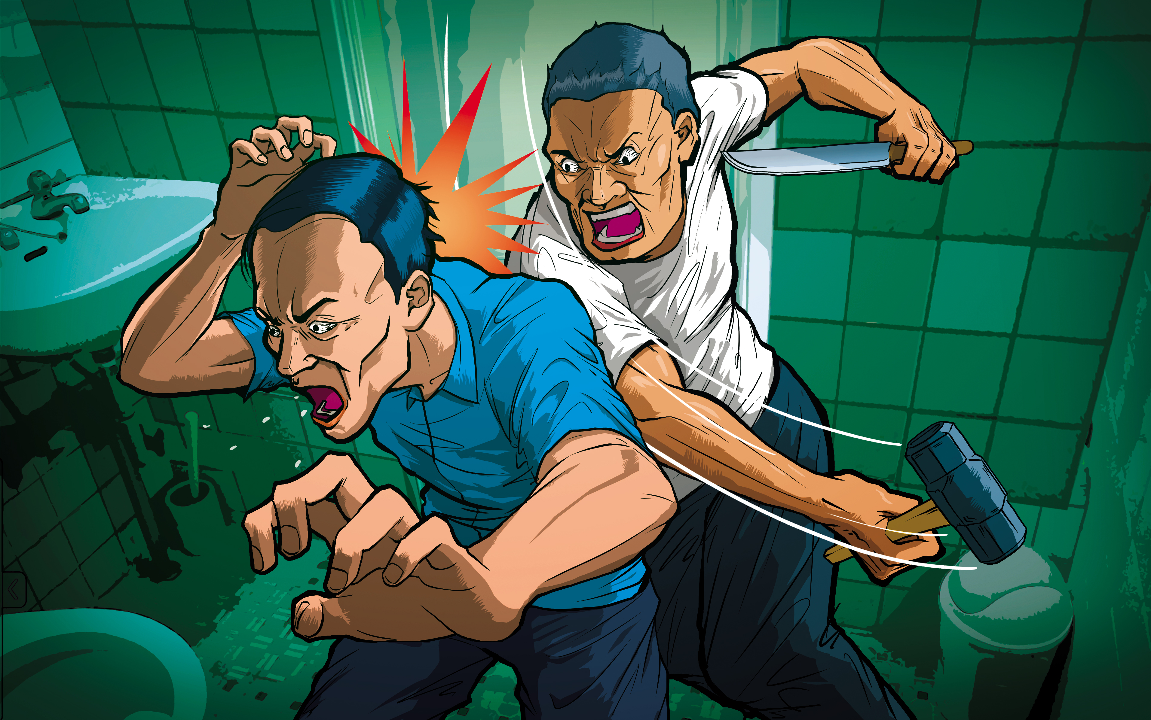 黃富康假意租屋看房，卻在浴室持鐵鎚、番刀殘殺簡姓房東。（圖為示意畫面）