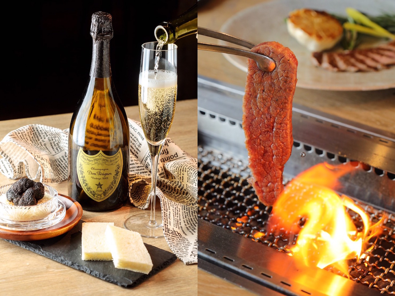 懂吃的高雄朋友，帶我到「癮燒精肉酒舖」體驗喝香檳吃燒肉的高大上餐酒搭。