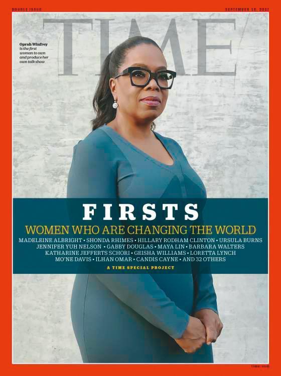 歐普拉是美國第一位擁有自製脫口秀節目的女性,成為《TIME Firsts—先鋒女性》受訪對象。(翻攝自time.com)