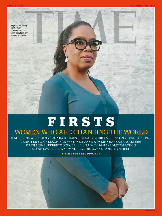 歐普拉是美國第一位擁有自製脫口秀節目的女性,成為《TIME Firsts—先鋒女性》受訪對象。(翻攝自time.com)