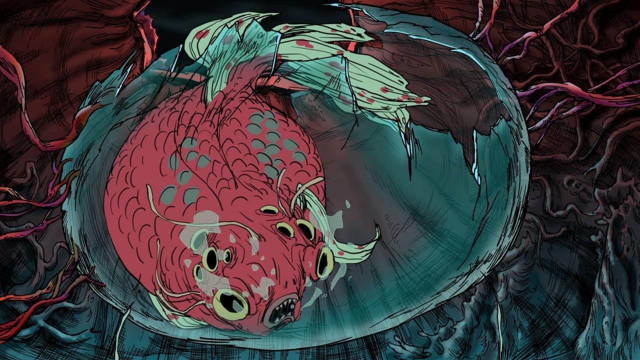 《金魚》片中色彩鮮艷的金魚做為極權統治的象徵,在夜晚吞噬孩子的青春與夢。(零壹影像有限公司提供)