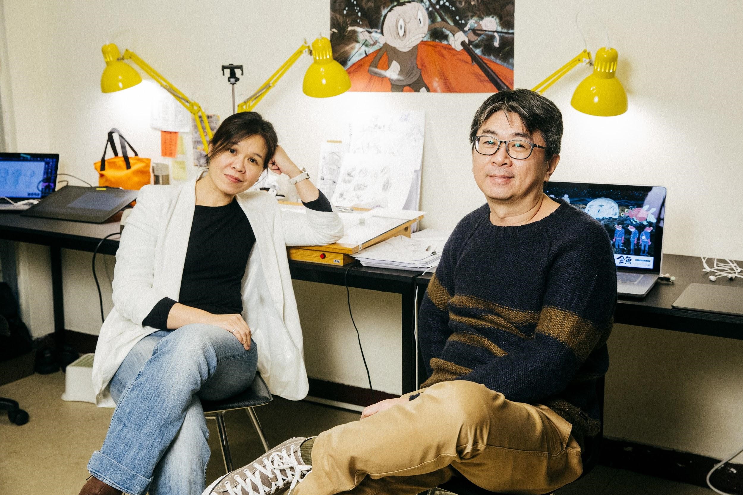 陳怡菁（左）、王登鈺（右）聯手催生《金魚》，除短片動畫外也規劃推出長片、沉浸式展覽等。