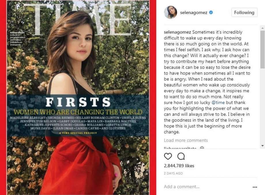 小天后席琳娜戈梅茲是社交平台Instagram上第一個追蹤人數超過一億的用戶,為此登上《時代雜誌》封面。(翻攝自mysanantonio.com)
