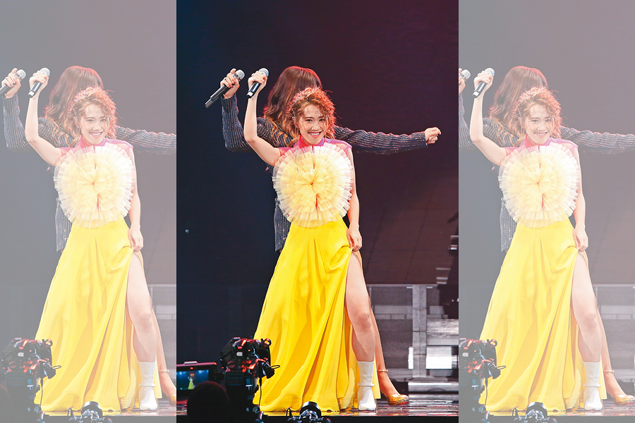 Lulu本身就很會自己找飯吃，完全沒在顧演唱會其實是 A-Lin的，腿也露得頗凶。