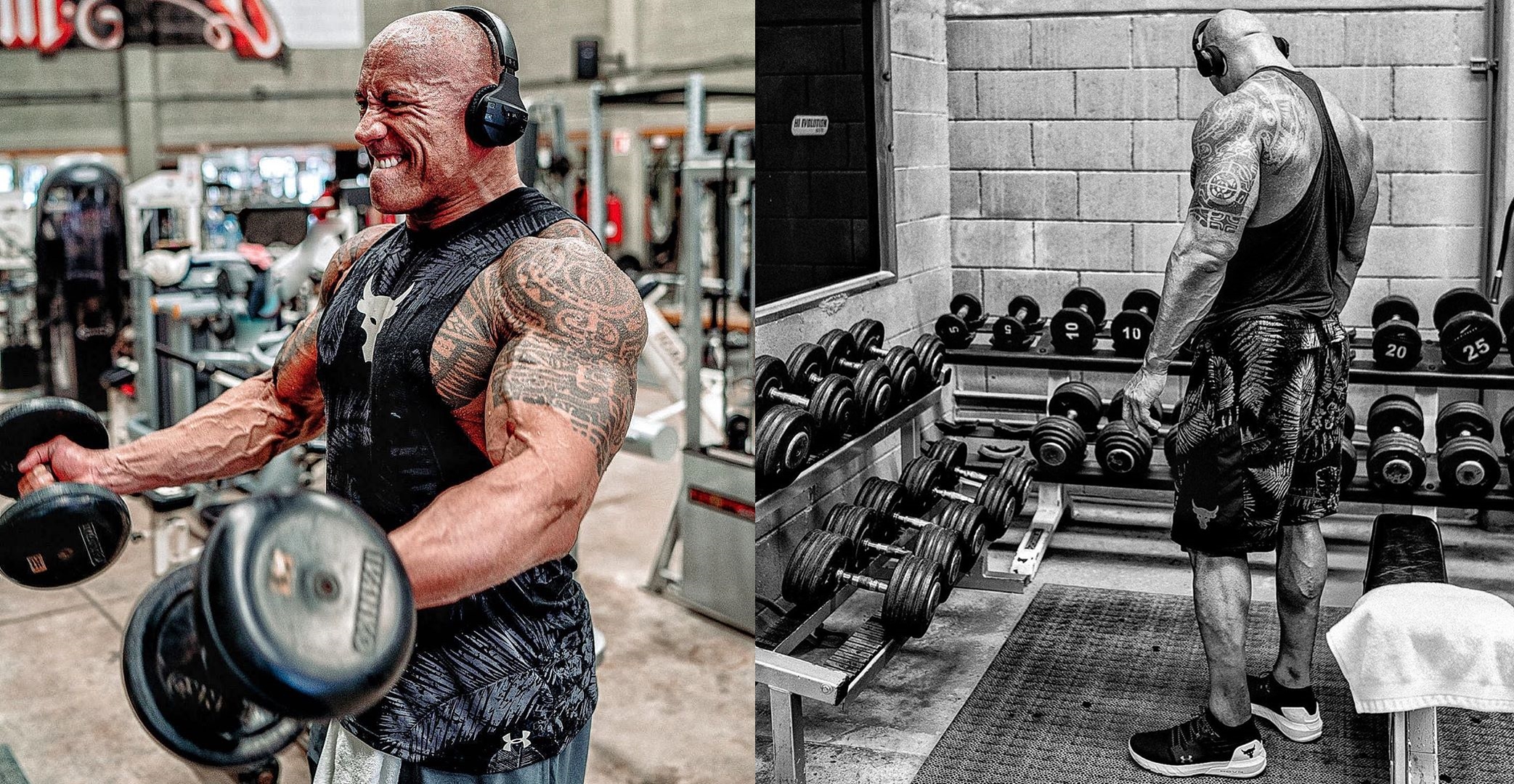 巨石強森秀出為《黑亞當》健身訓練的照片，本已夠健壯的他居然還要為角色再訓練半年。（翻攝自巨石強森IG）