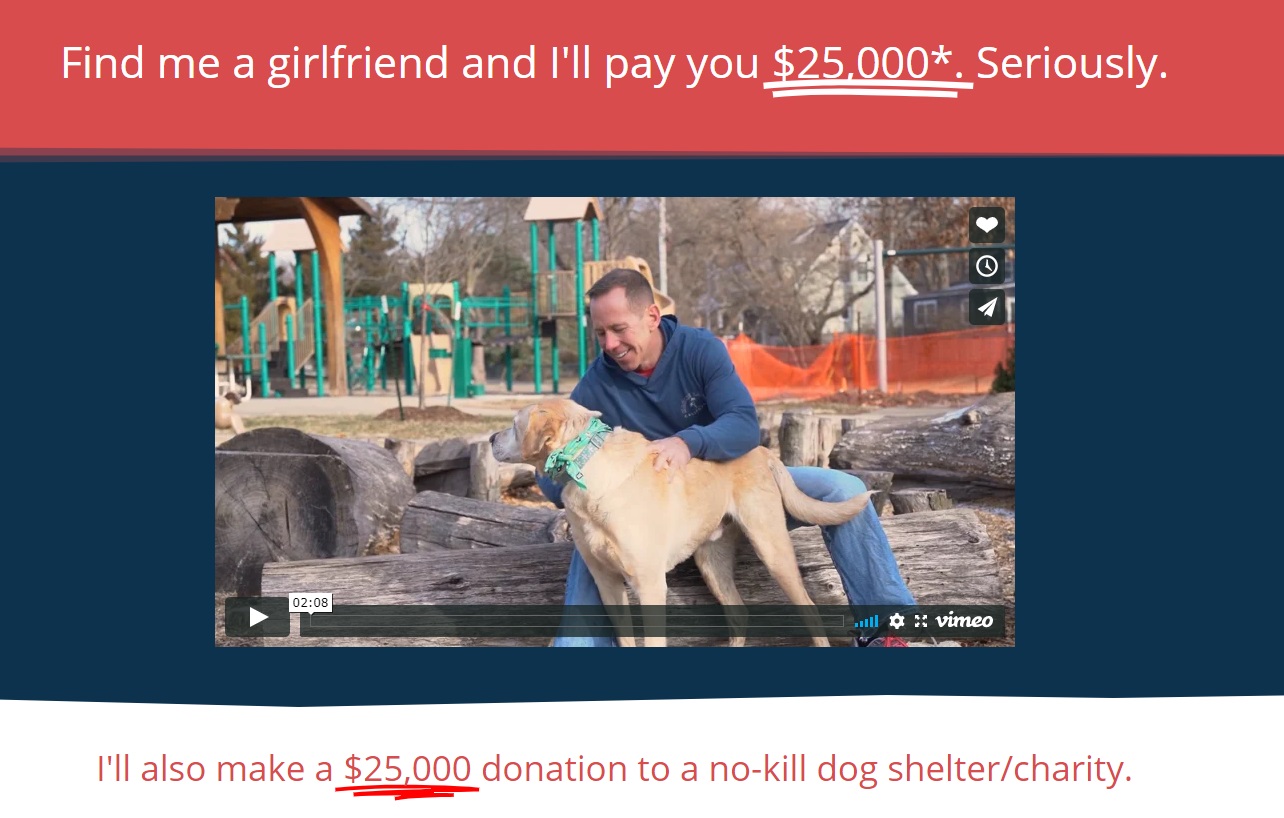 美國一名黃金單身漢因為厭倦使用交友軟體認識對象，和朋友自創交友網站徵女友。（翻攝自DateJeffG網站）