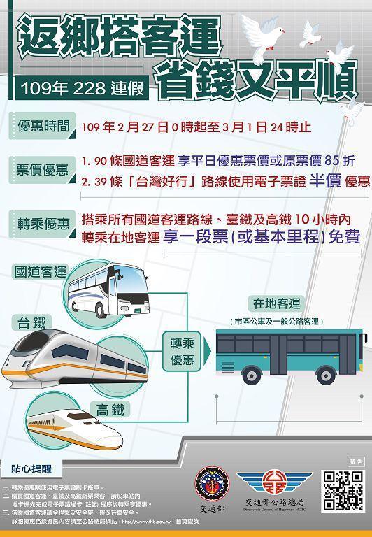228連假搭客運享優惠。(公路總局提供)