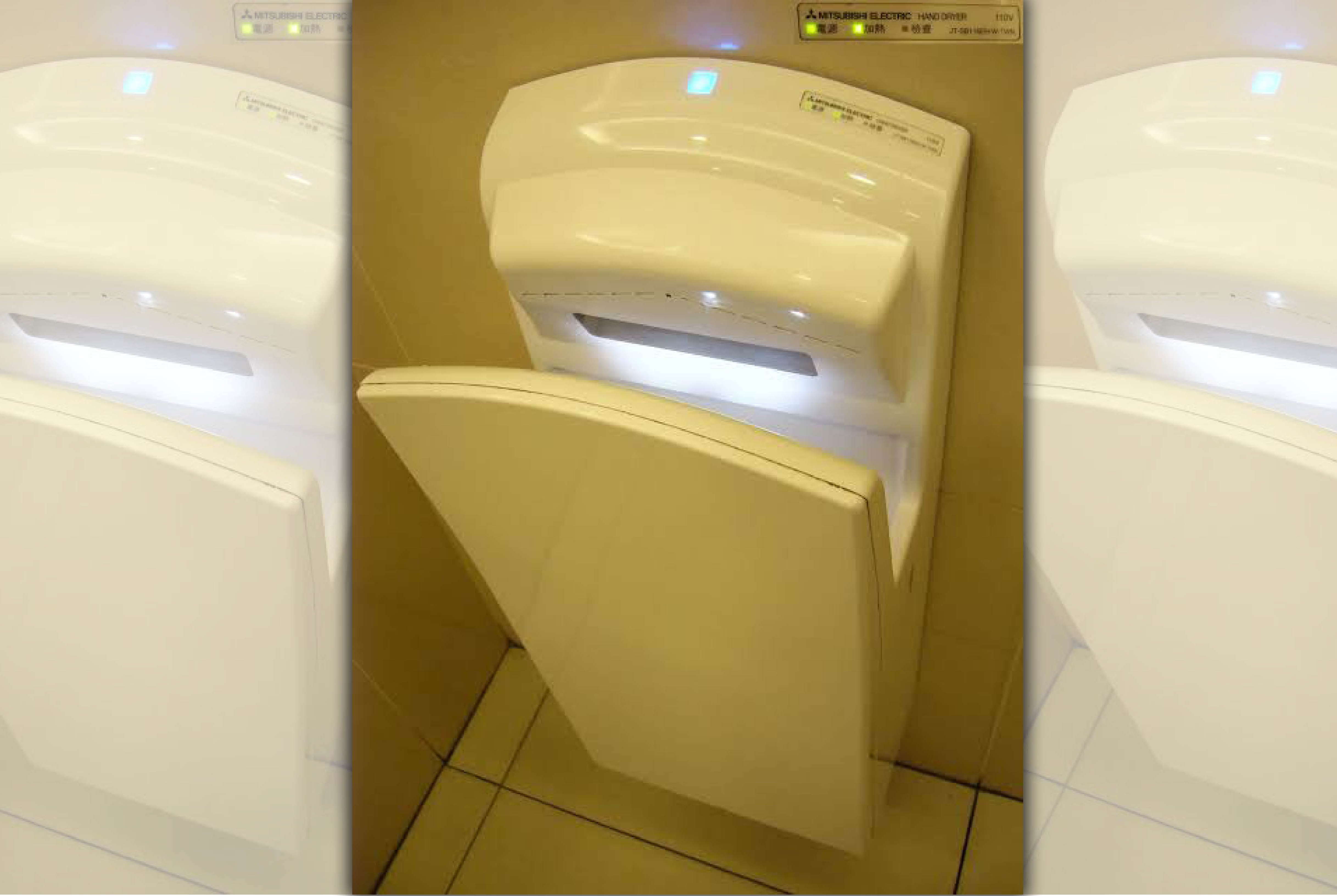 烘手機方便沒帶手帕者洗手後烘乾雙手，但真的衛生嗎？（翻攝自推特）