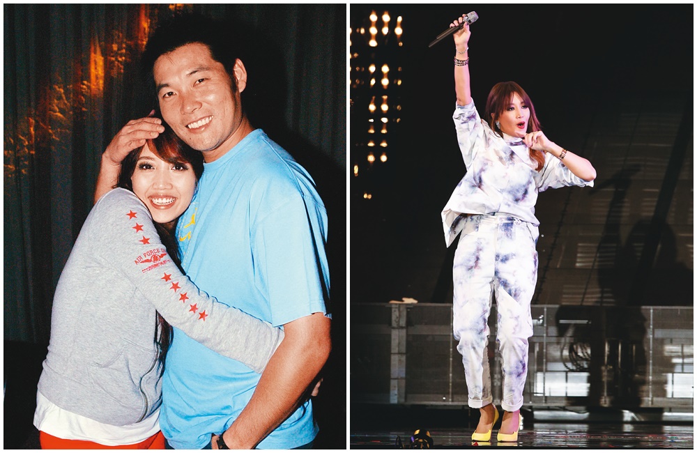 A-Lin在台北小巨蛋連辦3場「Passenger旅．課」演唱會，舞台上風光無比，曾入圍金曲獎最佳新人獎未得獎，當時還是男友的黃甘霖，以愛的抱抱安慰。（左圖取自東方IC）