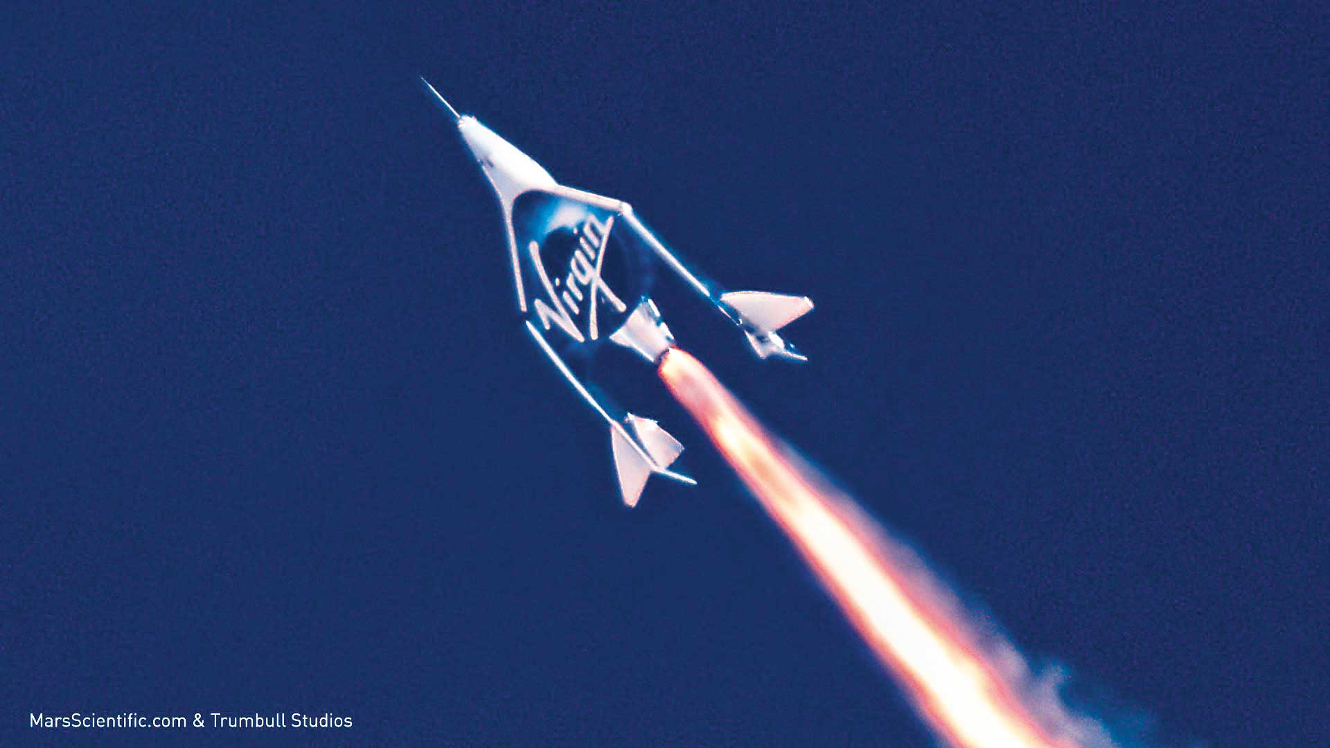 維珍銀河在去年首度完成商業太空船載客飛行的測試，年初至今股票漲3.6倍，3個月漲幅近5倍。（翻攝Virgin Galactic臉書）