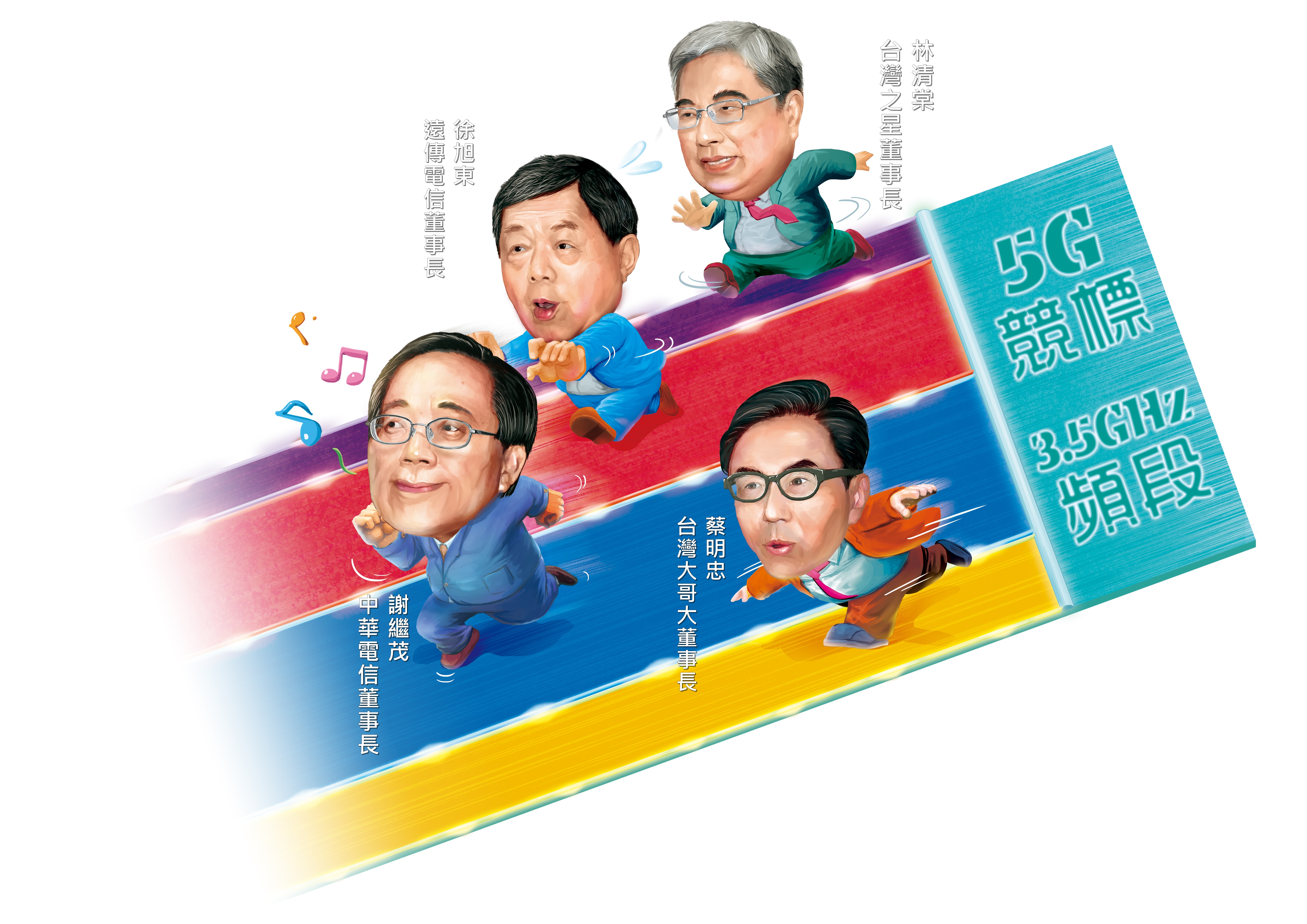 5G競標結果出爐，中華電信、遠傳各花20多億元如願標到最有利位置，台灣大、台灣之星原打算攜手，最後遭對手分隔2端。