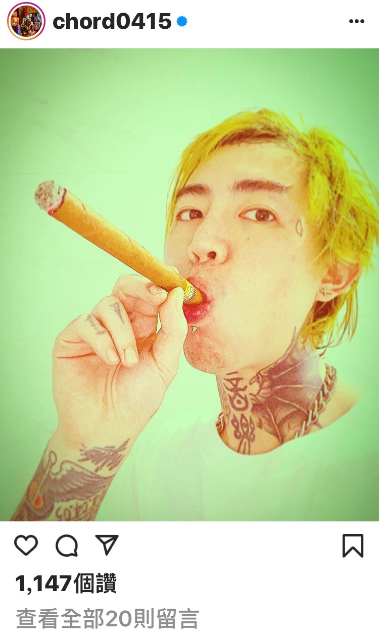 謝和弦面對警方偵訊態度輕鬆,供稱是國外友人私訊而轉貼。(翻攝謝和弦IG)