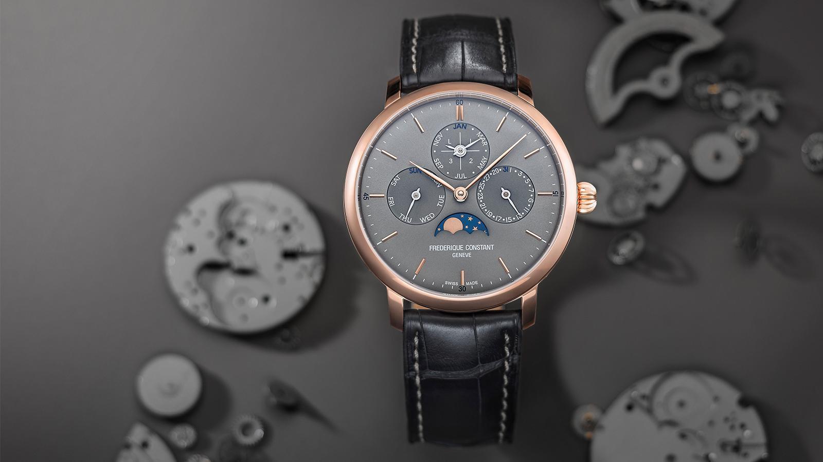 康斯登自製機芯萬年曆為C/P值極高之選。定價約NT$298,000。