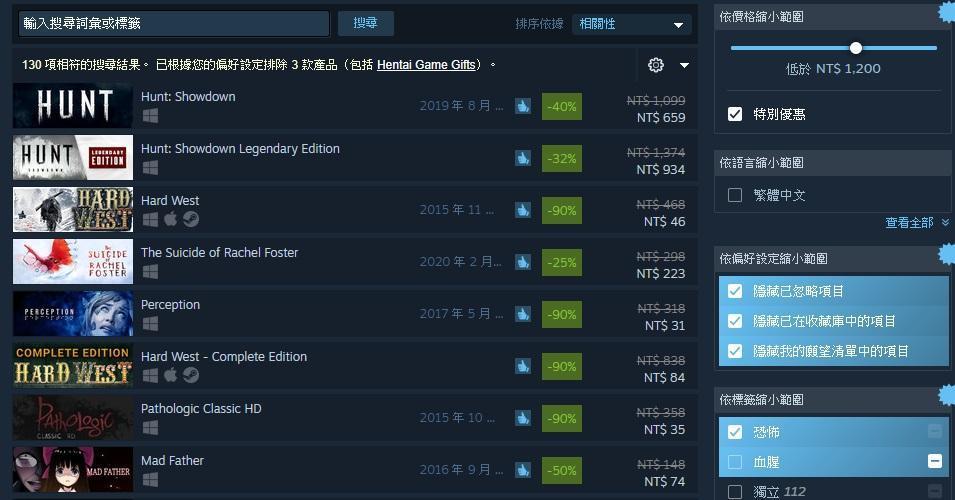 Steam更新搜尋介面，讓玩家更快速找到符合自己需求的遊戲。（翻攝Steam）