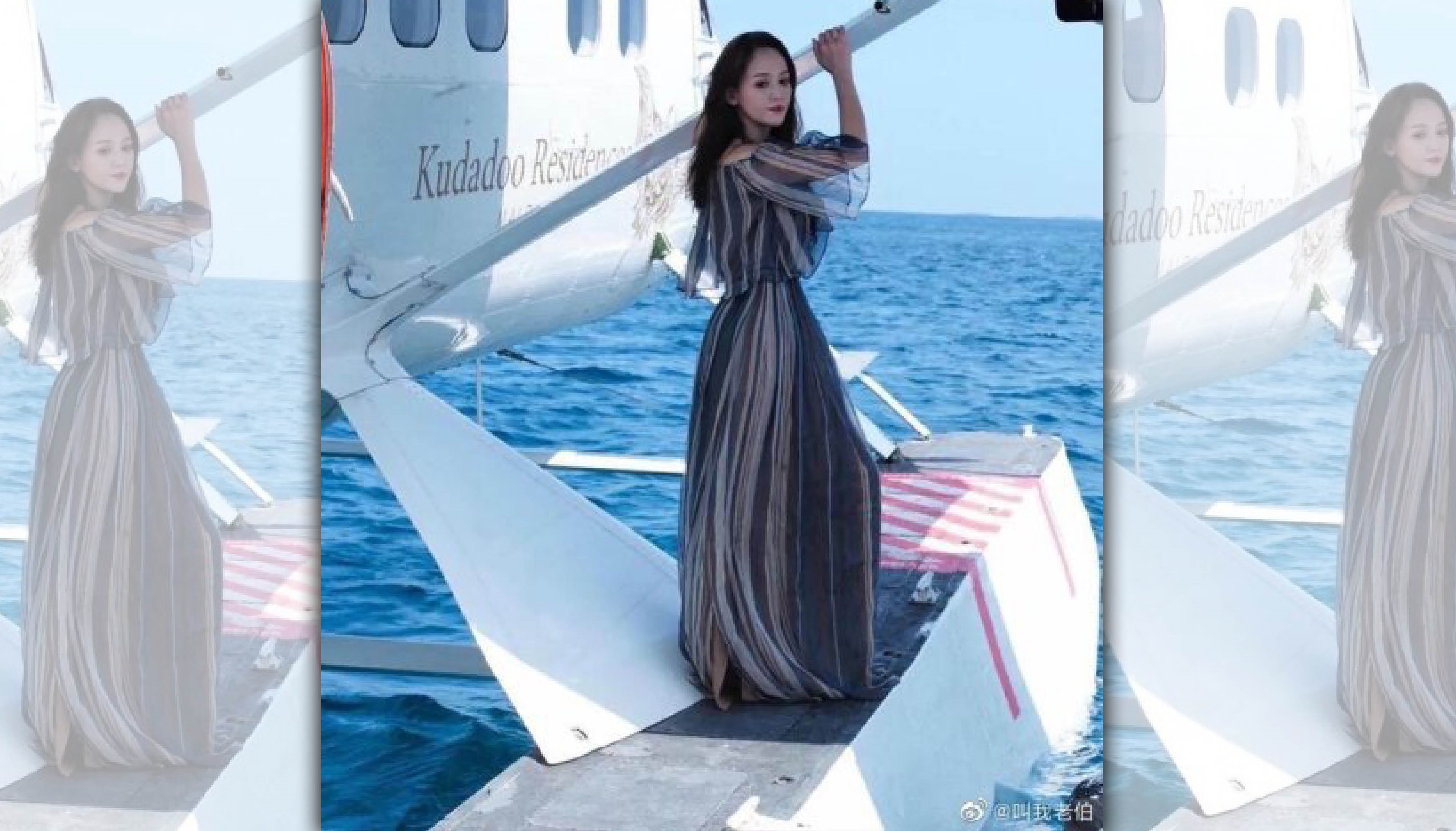 去年12月，陳喬恩曾透過社交平台發布在馬爾地夫的工作視頻。（翻攝自微博）