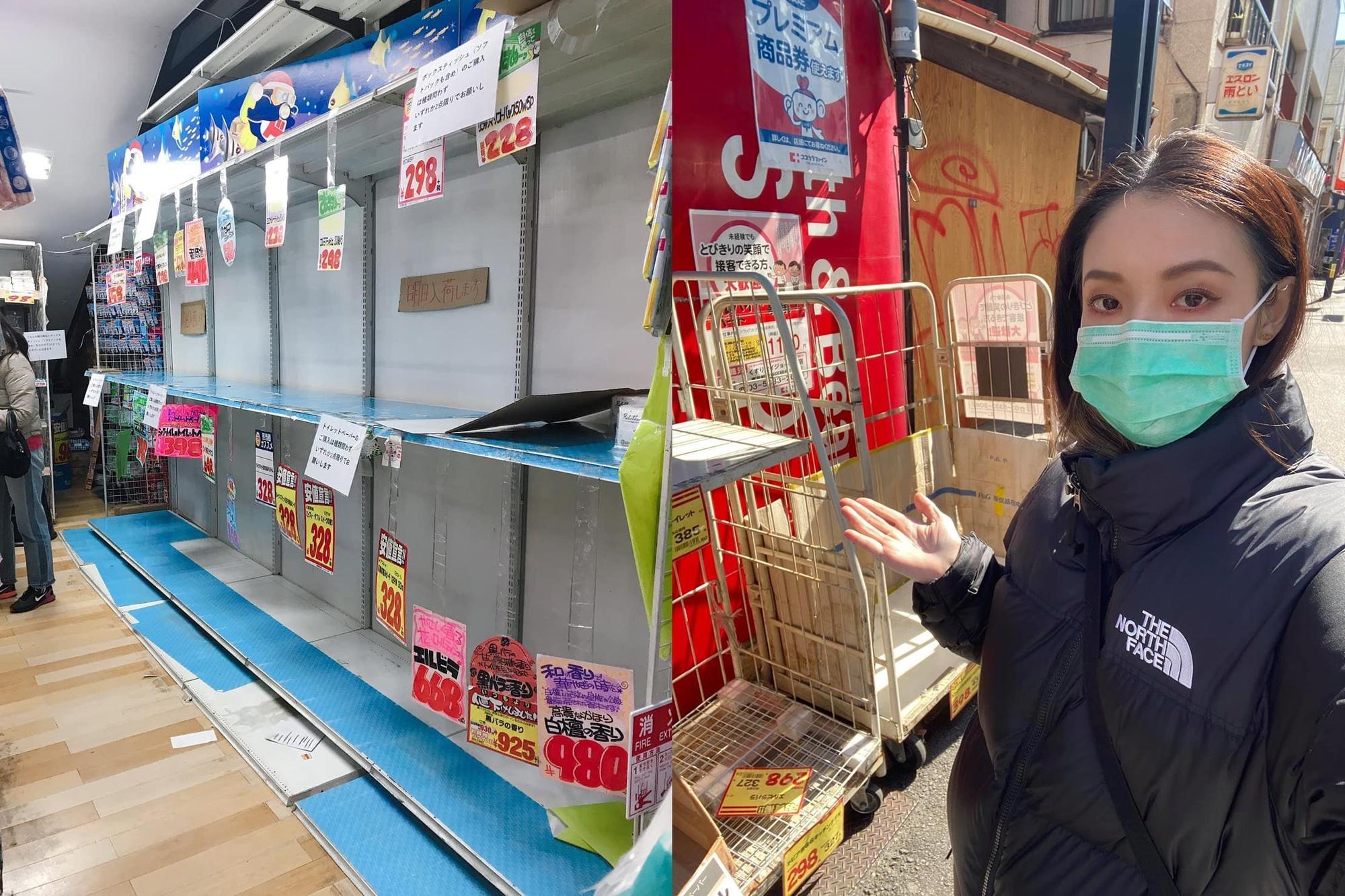 歐陽靖進一步報導日本的衛生紙之亂。（翻攝歐陽靖臉書）