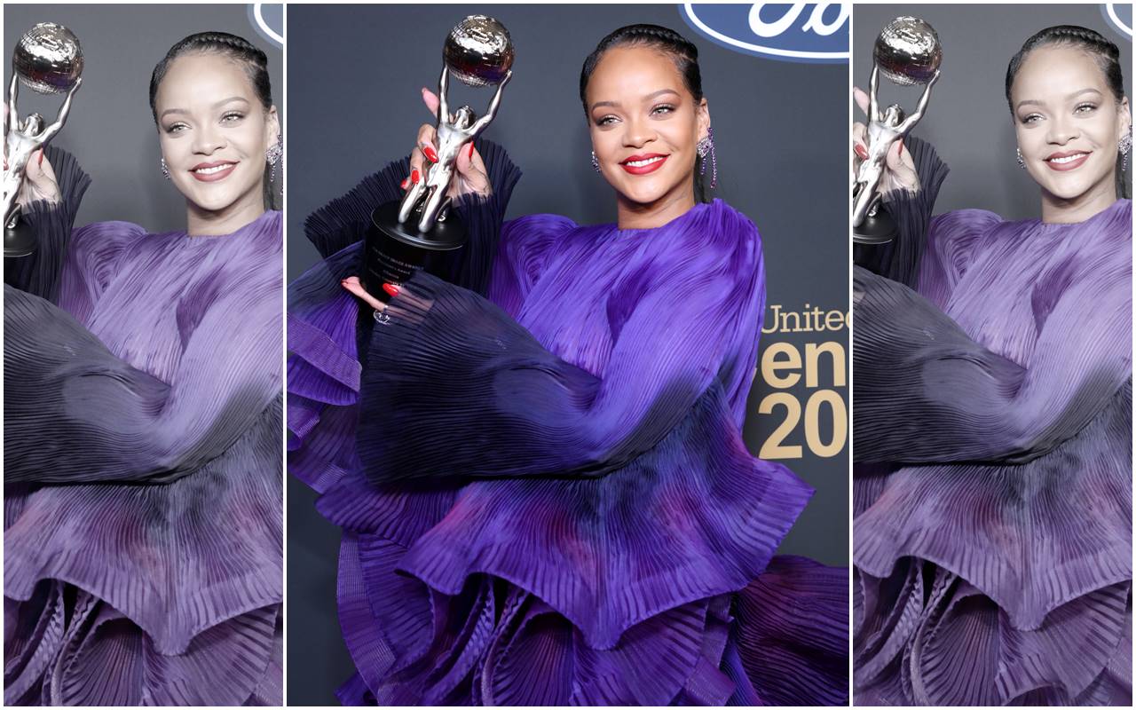 蕾哈娜選擇蕭邦珠寶陪伴她出席領取美國全國有色人種協進會形象頒獎禮的主席獎。(迪生提供)