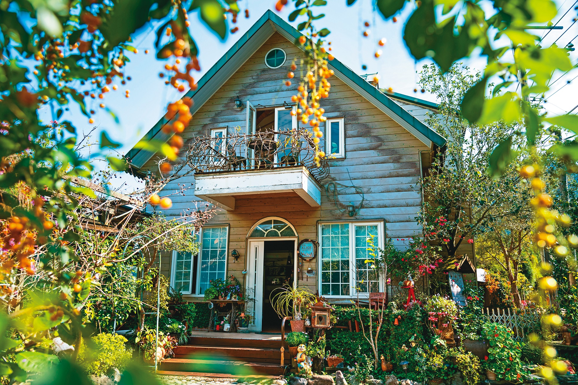 「It's Alice cafe & food」歐風小木屋，四周花草扶疏。