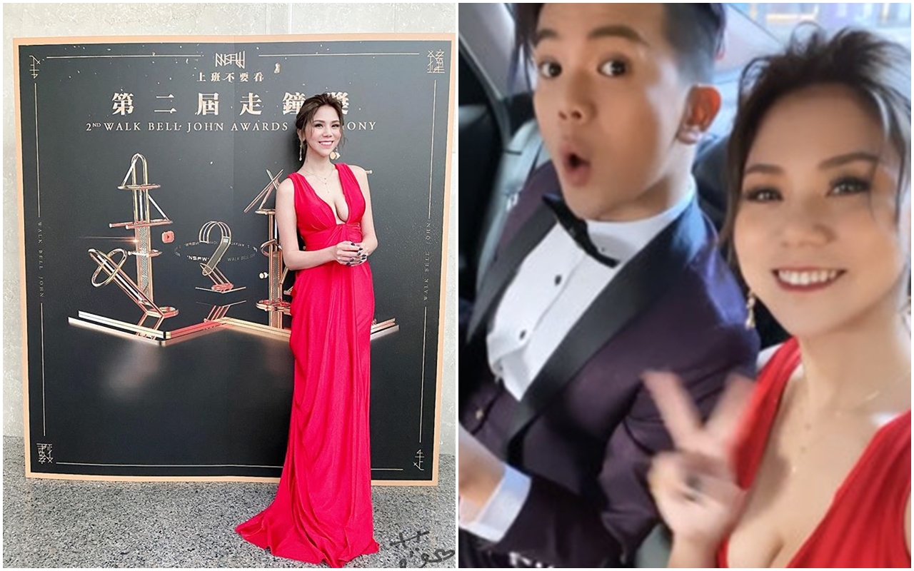 蕾菈穿著性感的爆乳禮服出席第2屆走鐘獎。（翻攝蕾菈臉書、IG）