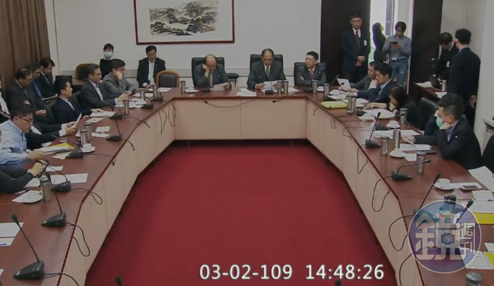 立法院長游錫堃今針對防疫特別預算召集朝野黨團協商。(翻攝自立法院iVod轉播系統)