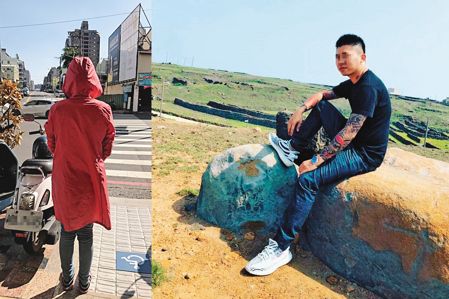 W女（左圖）指控陳姓中士騙了她3年半，把她當成工具人；現年28歲的空軍陳姓中士（右圖）遭W女提告詐欺。（讀者提供）