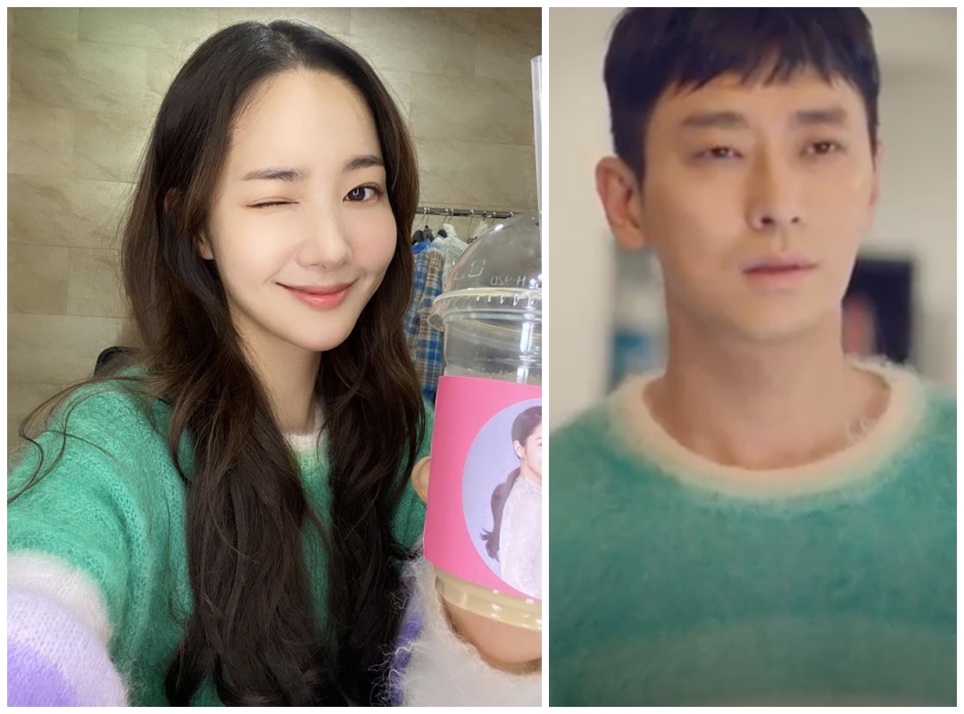 朴敏英與朱智勳，穿上相同的Isabel Marant條紋羊毛衫。（翻攝自網路）