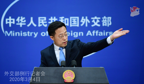 面對外媒提問，中國為其他國家的防疫與治療做了些什麼？趙立堅則回應表示，進行了深入的「視頻（訊）交流會。」（翻攝自中國外交部）