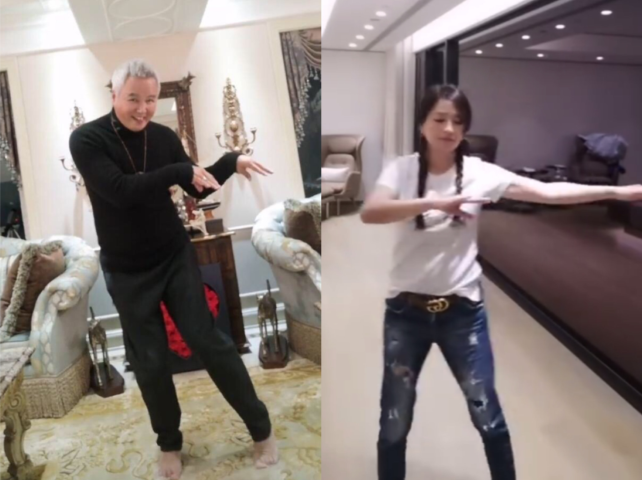 林瑞陽、張庭跳舞對尬。（翻攝自林瑞陽、張庭微博）