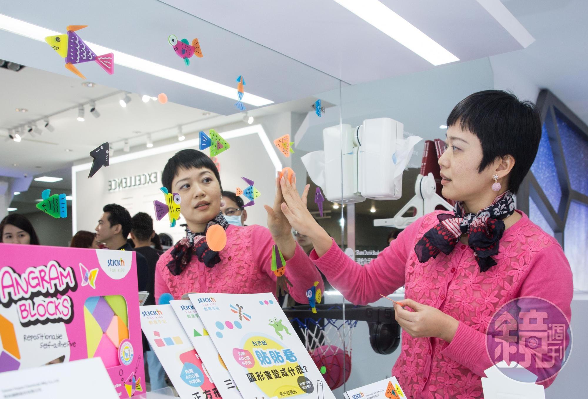 誰說N次貼只能侷限於製成辦公文具,在郭美璘的推動下,N次貼切入幼教領域。