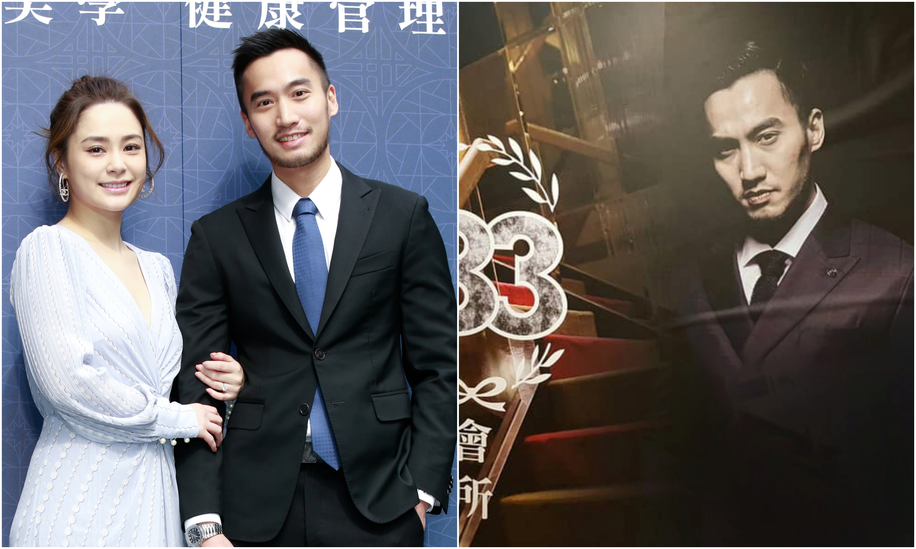 賴弘國的照片竟赫然出現在新開牛郎店「183男模會所」的招牌上（右，翻攝自183男模會所臉書）。