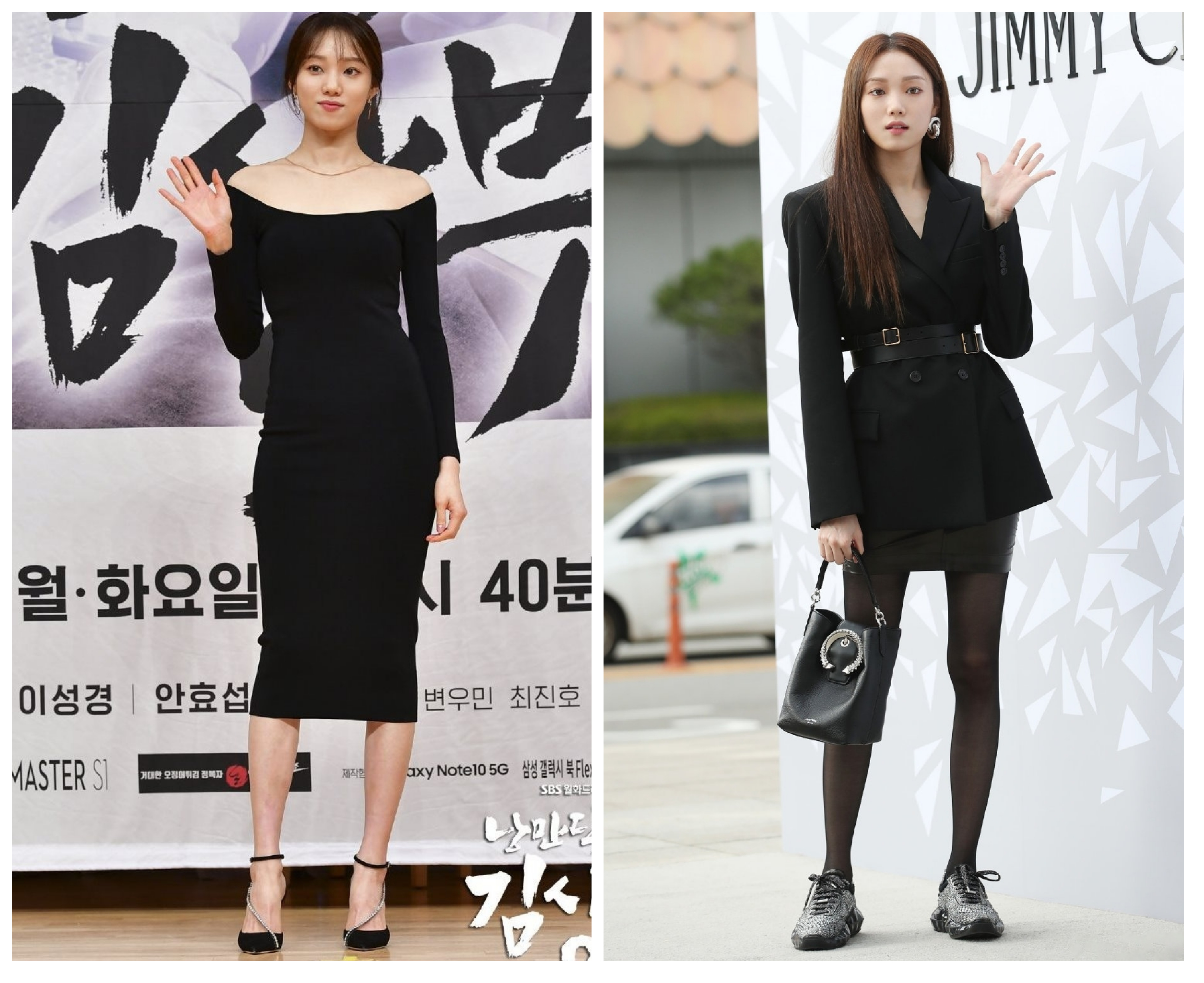 韓國女星李聖經的時尚好品味，是許多美眉必追的女星，日前她無論是穿上西裝搭配球鞋，或是穿上洋裝搭配高跟鞋，都能展現超強氣場。（JIMMY CHOO提供）