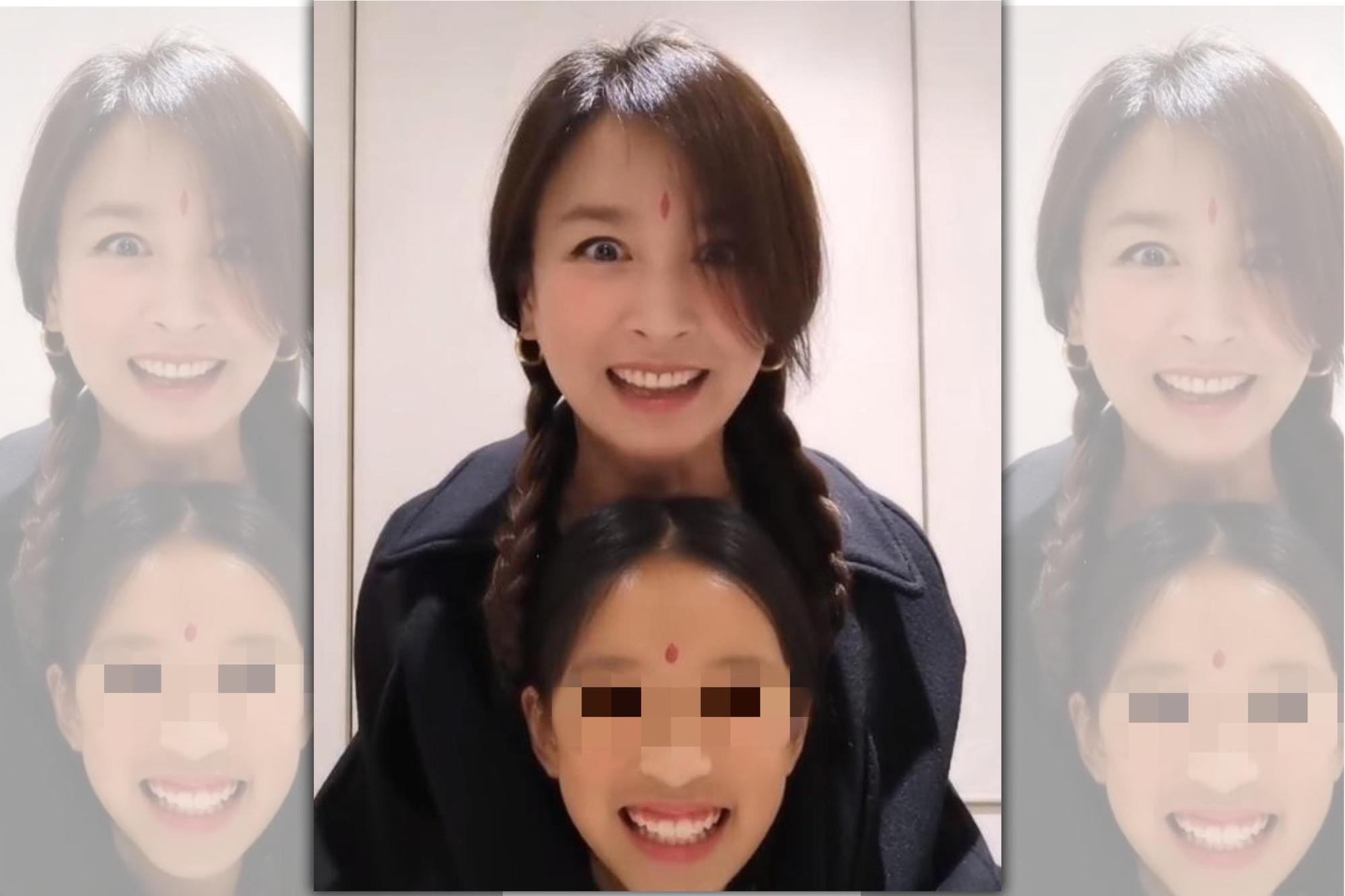 張庭難得貼上與女兒同框照。（圖/翻攝自新浪微博）