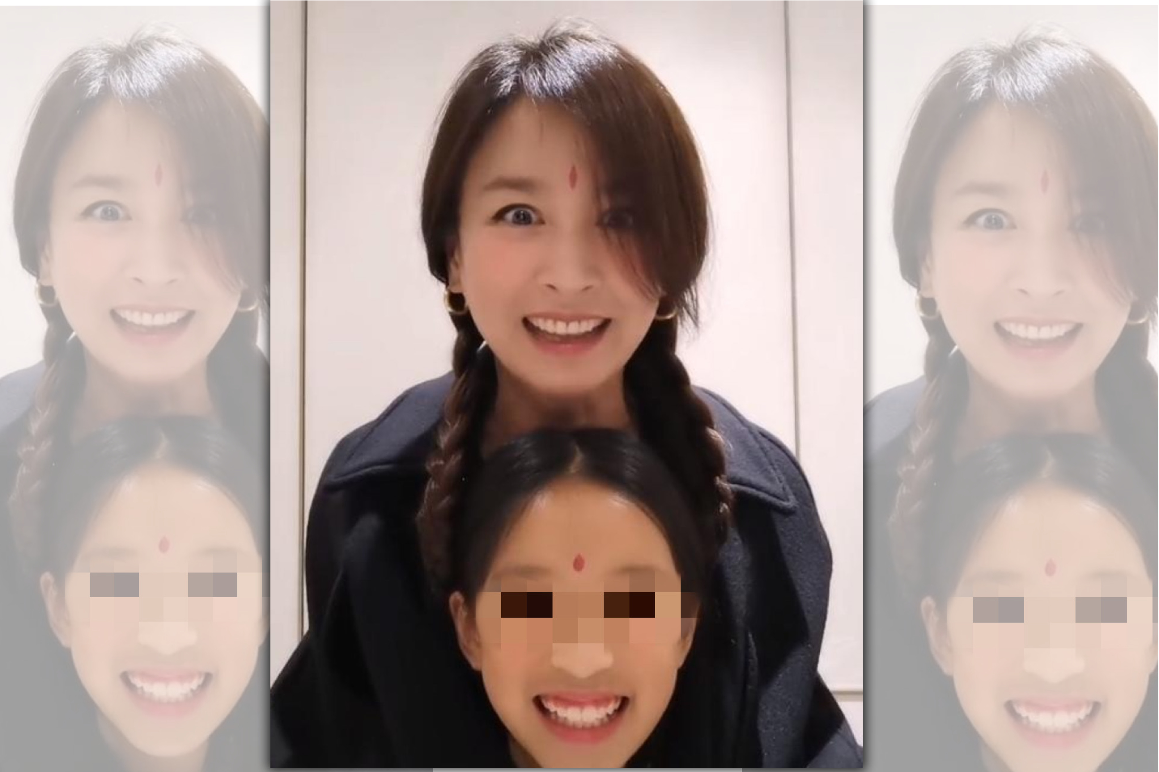 張庭難得貼上與女兒同框照。（圖/翻攝自新浪微博）