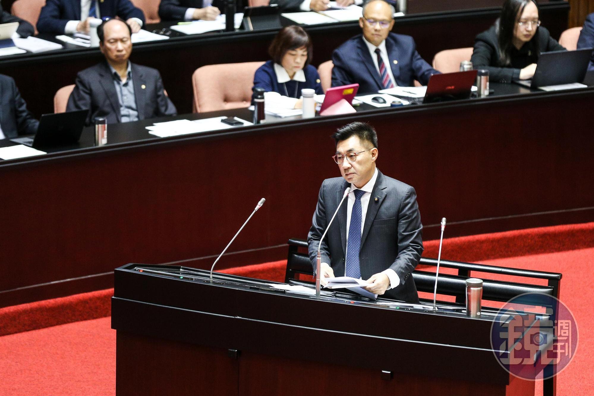 國民黨主席江啟臣今以立委身分質詢行政院長蘇貞昌。