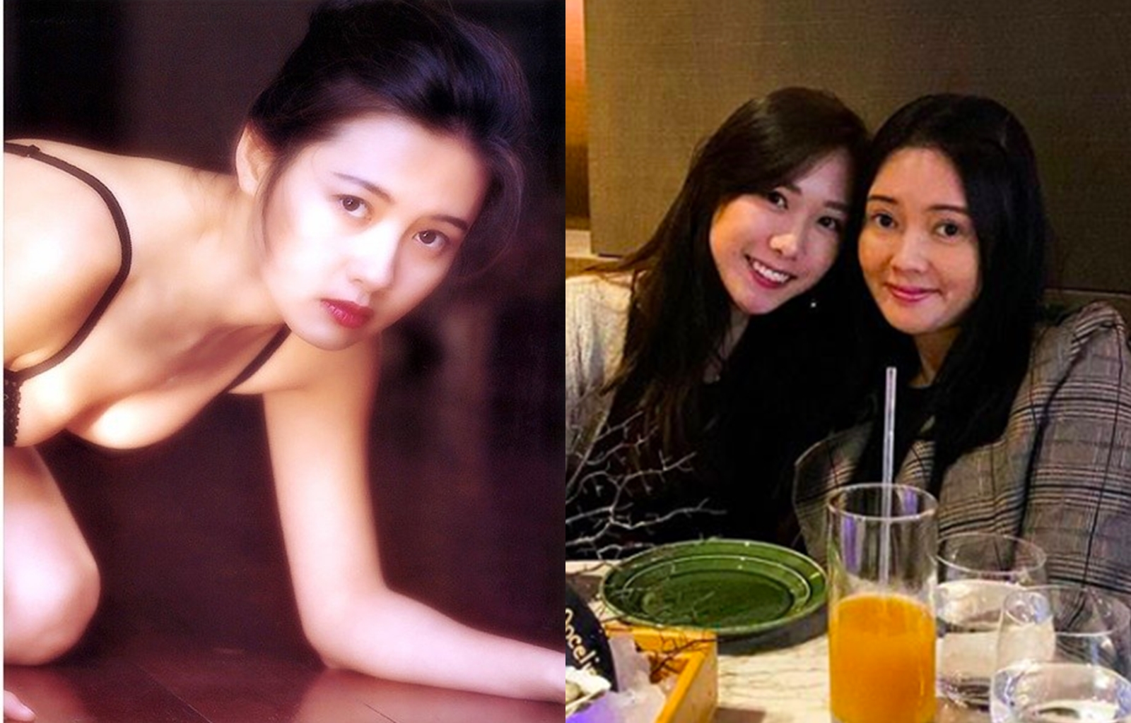 因三級片《蜜桃成熟時》而讓演藝事業再創高峰的李麗珍，已有一個22歲的美麗女兒。（獨照翻攝自微博、合照翻攝自李麗珍IG）