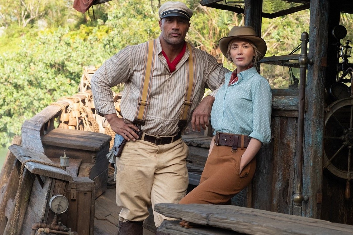 迪士尼樂園的元老遊戲「森林河流之旅」改編成電影《叢林奇航》，由巨石強森及艾蜜莉布朗主演。（網路圖片）