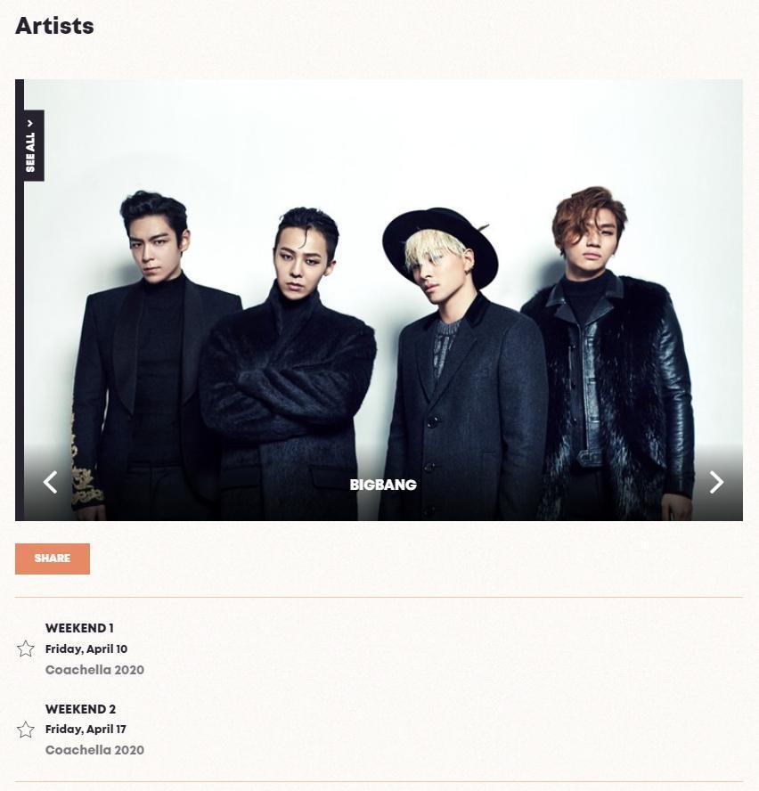 出道至今14年的BIGBANG原本計畫在4月10日和17日登上科切拉音樂節舞台。(翻攝自Coachella官網)