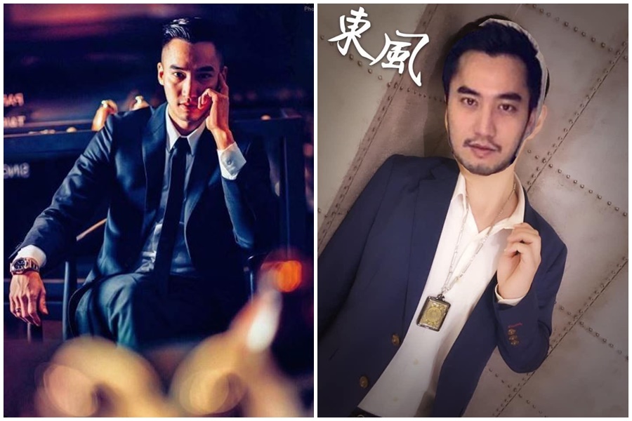 賴弘國被牛郎店盜用照片當成招牌吸客，昨天傳了二張朋友幫他後製的圖，還幫他取了藝名「東風」。（翻攝自IG 、翻攝自網路）