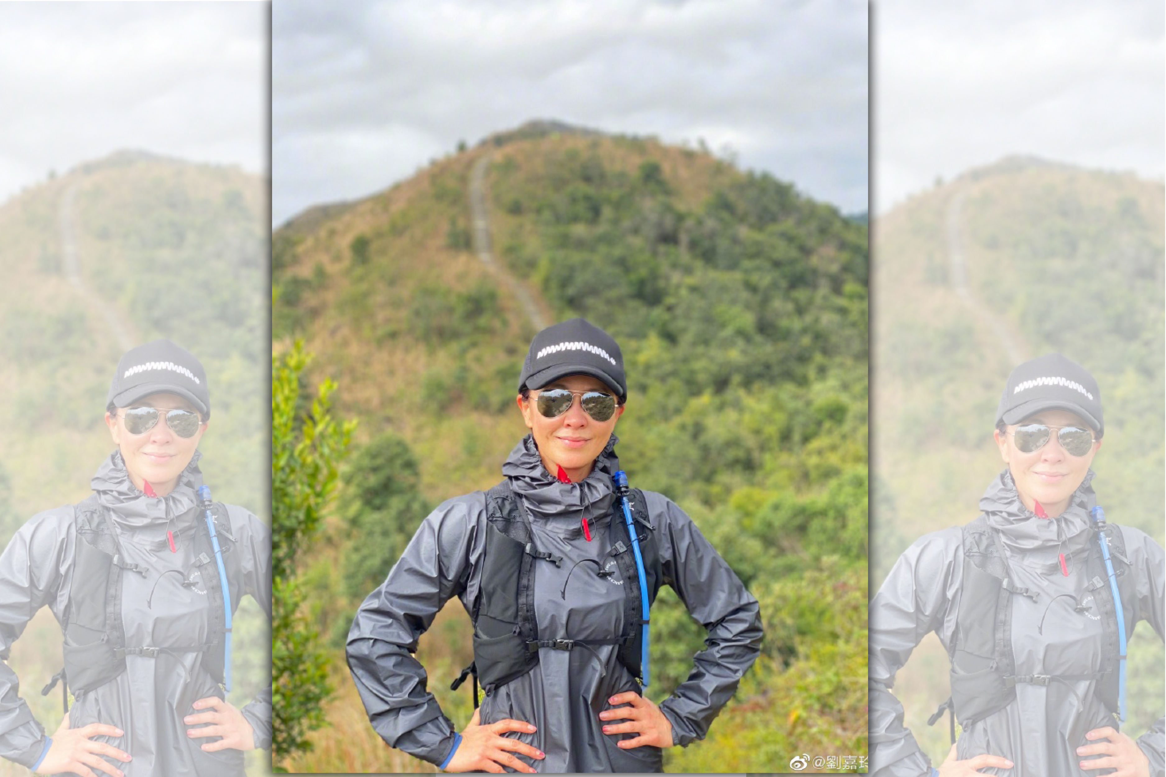 劉嘉玲常登山健行，來維持苗條身材。（翻攝自劉嘉玲微博）