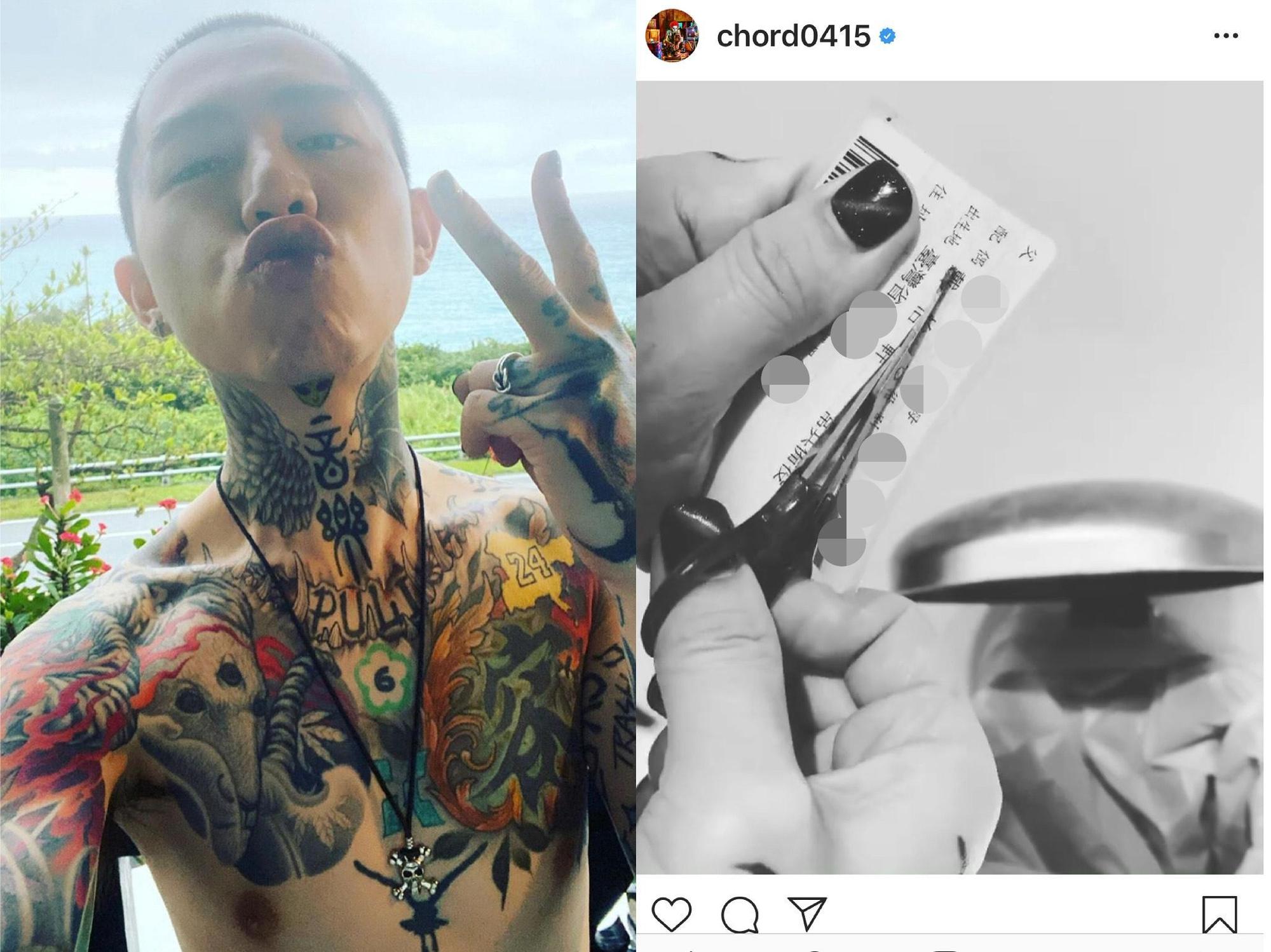 謝和弦半夜剪身分證,刻意從老婆Keanna名字中間剪過。(翻攝自謝和弦IG)