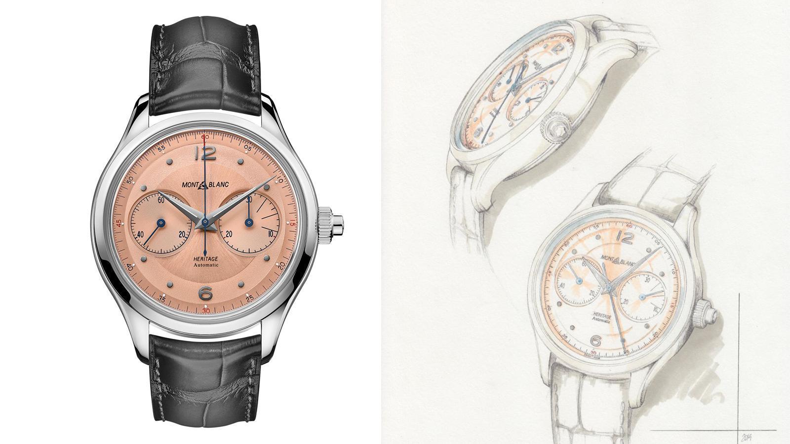 Heritage單按把計時碼錶｜錶徑42mm、不鏽鋼錶殼、MB 25.12自動上鏈機芯、時間指示、單按把計時碼錶功能、防水50米、建議售價約NTD 162,600