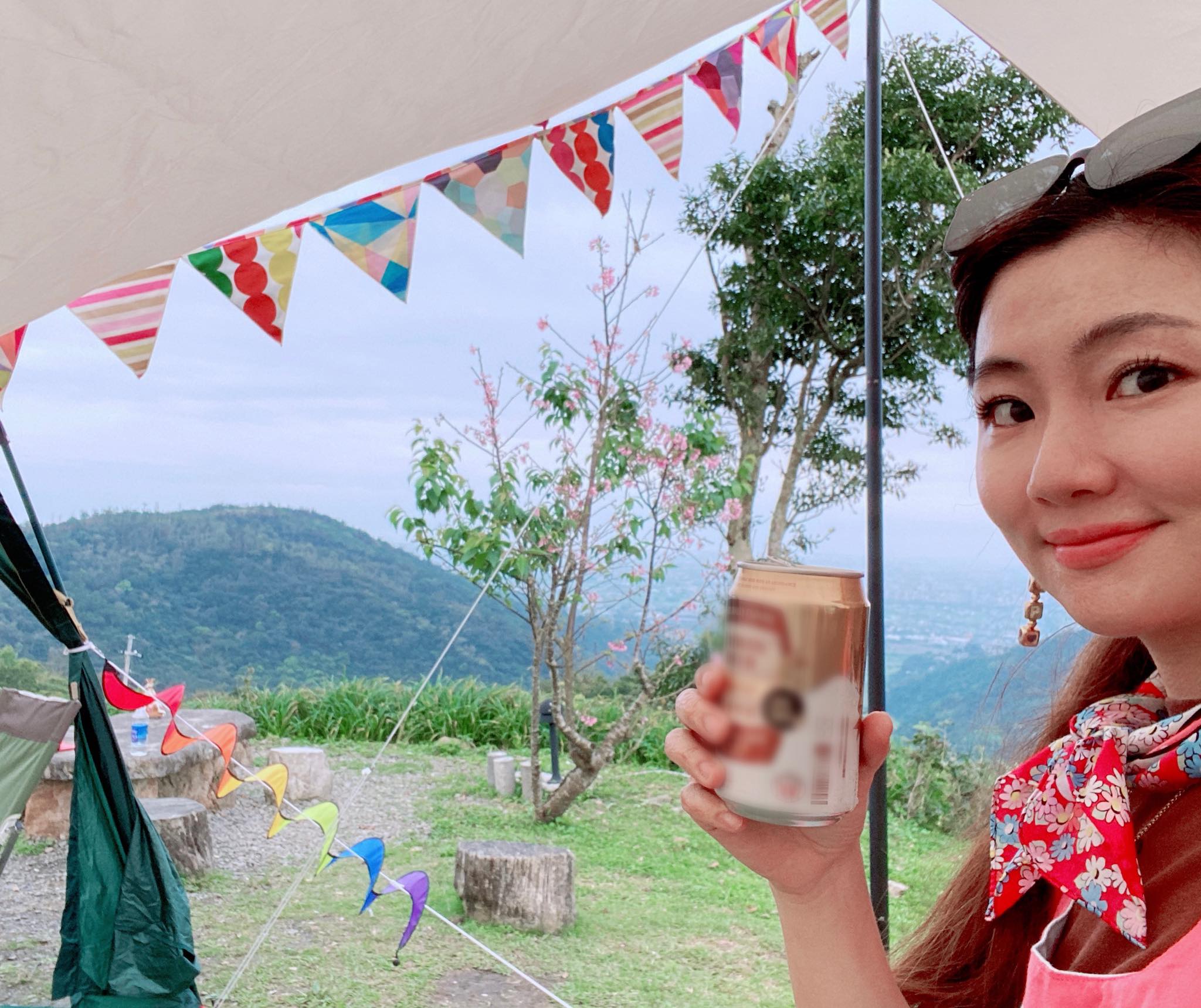 Selina到宜蘭露營，享受大自然的生活。（翻攝自Selina臉書）