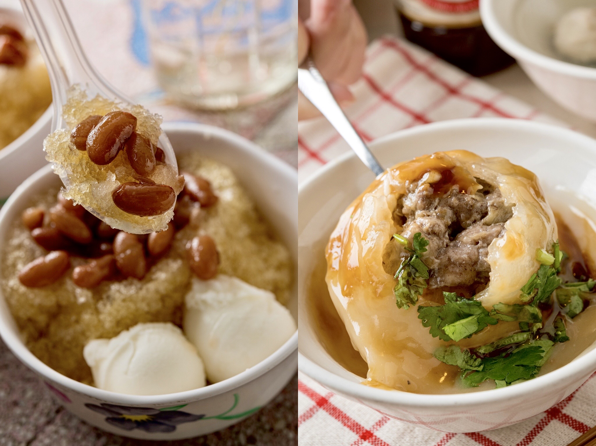 「一中豐仁冰」（左）與「台中肉員」（右）都是台中知名的老字號小吃。