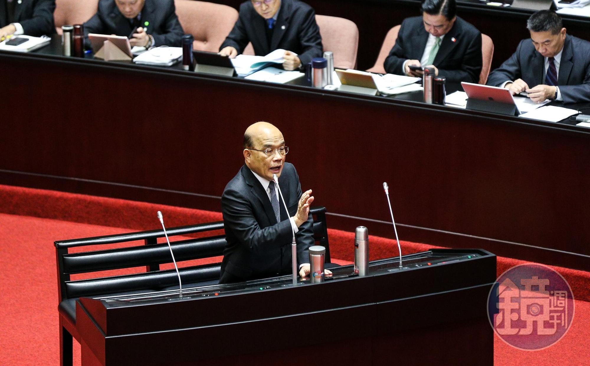 被立委提問到中火案一事，蘇貞昌質詢時強調，政院兼顧法、理、情，並沒有政治考量。