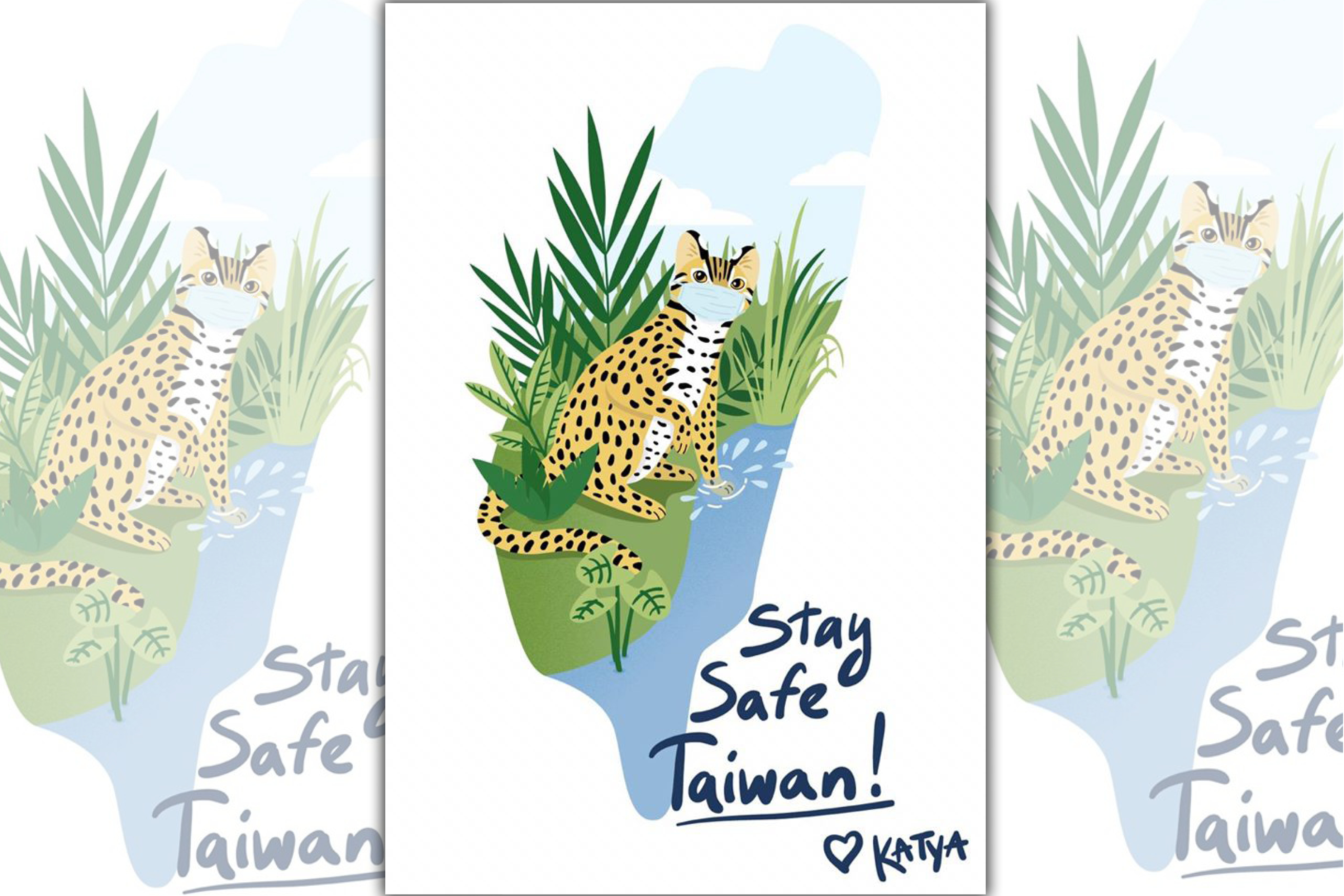 俄國插畫家卡嘉．莫洛措娃近日繪製插畫為台灣打氣。（翻攝駐俄羅斯代表處臉書）