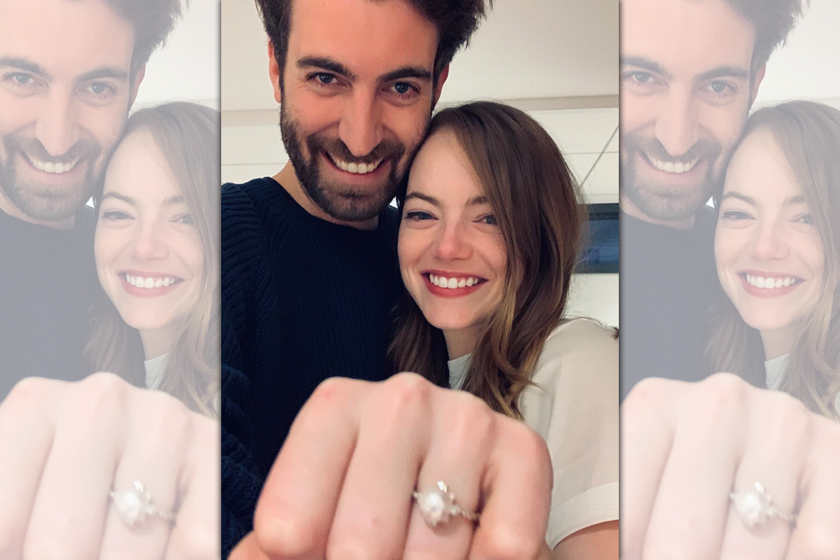 艾瑪史東與製作人戴夫麥卡里原定在上週末舉辦的婚禮被疫情打亂，只好先取消。（翻攝自Dave Mccary IG）